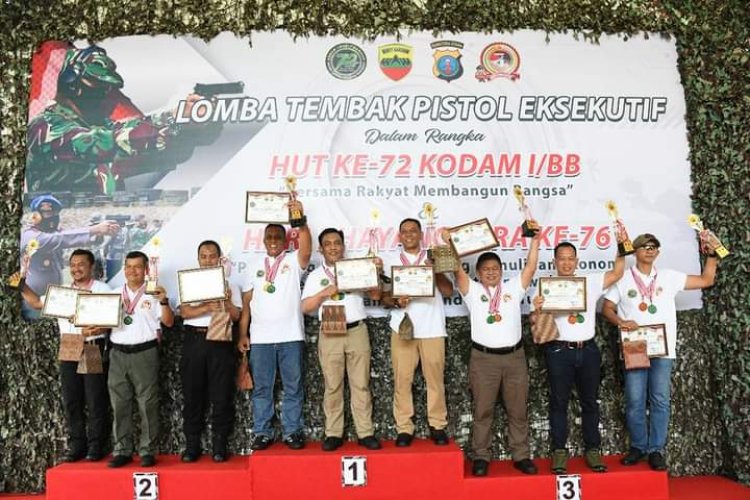 Sambut HUT Kodam I/BB, Ke 72, DANREM 023/KS Ikuti Lomba Tembak Pistol Eksekutif 