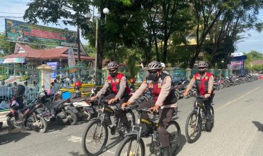 Untuk Kamtibmas Yang Kondusif Sat Samapta Gelar Patroli Bersepeda 