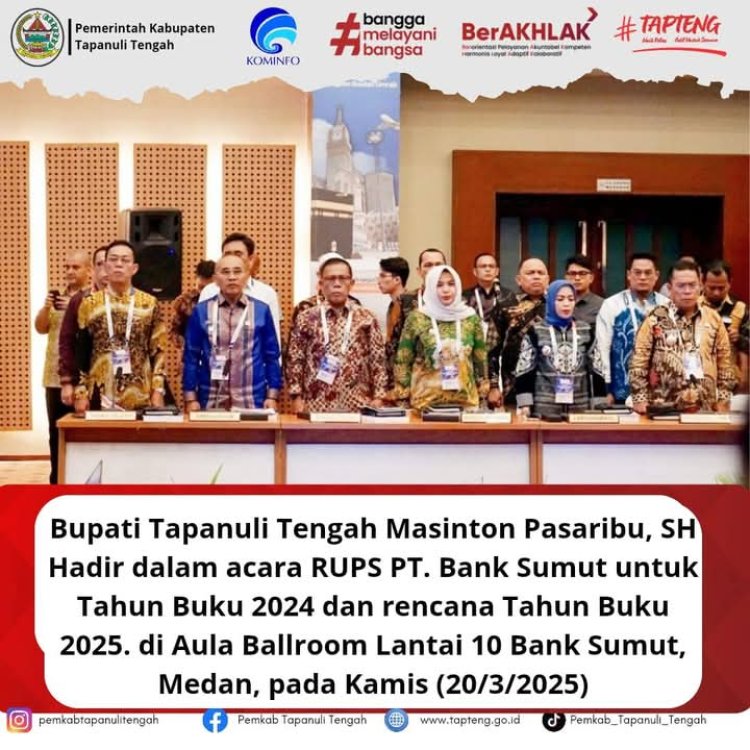 Dihadiri Bupati Tapteng, Gubsu Pimpin  Rapat Umum Pemegang Saham Tahunan  PT. Bank Sumut